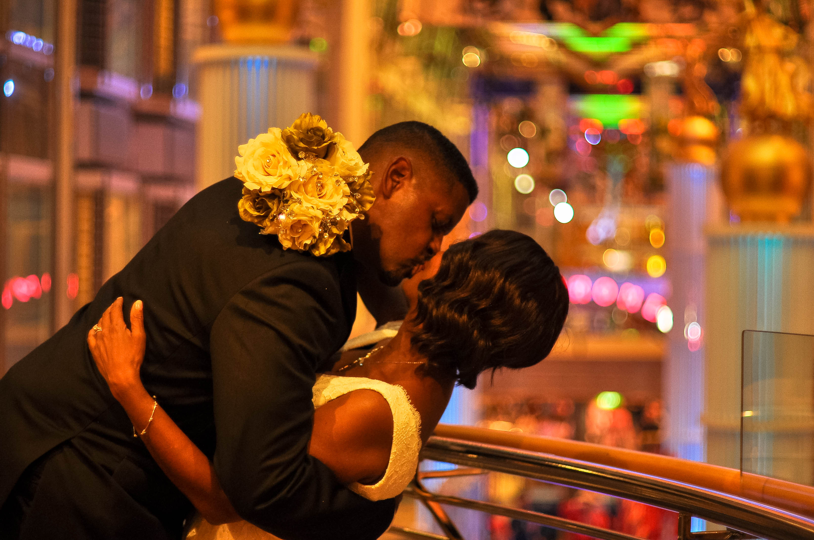 Wedding couple sharing a romantic moment